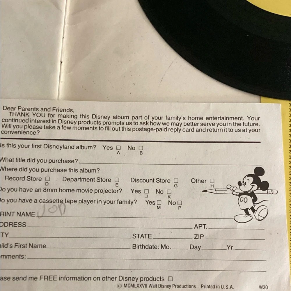 🏴‍☠️ Treasure Island, Walt Disney 24 page BOOK w/ 33 Record. VNPLVC